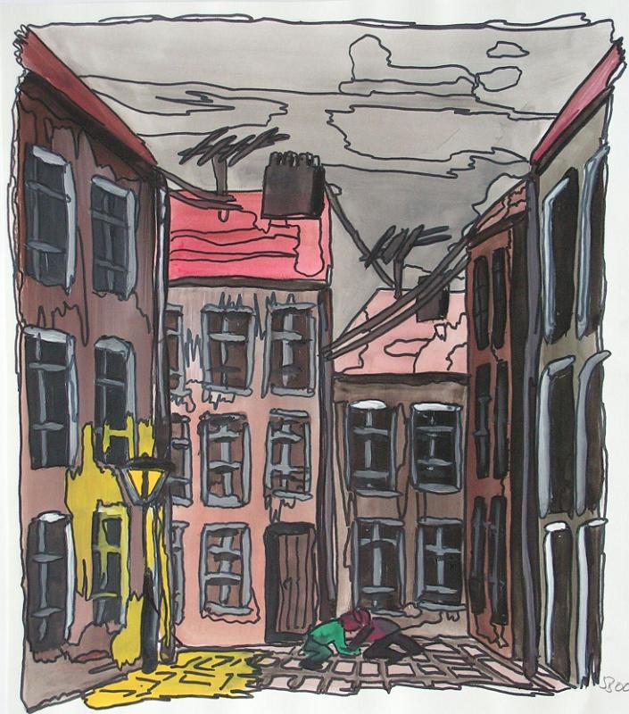 Hinterhof, 1987, Tempera-Karton, 45x40.jpg